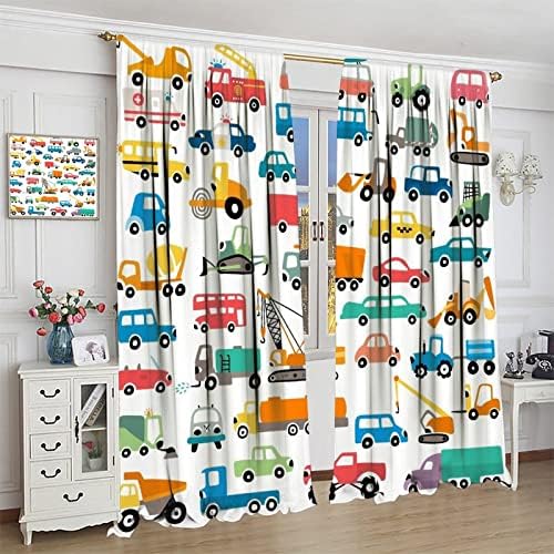 Cartoon carote crianças blecaute cortinas bolso de haste para meninos quarto quarto decoração de barramento de ônibus automático