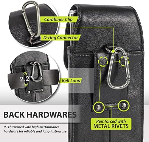 Hengwin Black Leather Telente Belt com loop de correia de correia e coldre de celular marrom com estilistas de clipe de cinto de