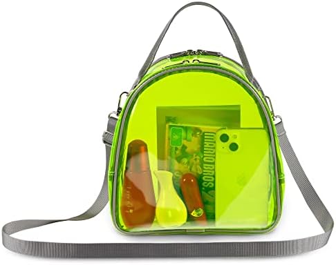 Mini Mini Bolsa Clear para Mulheres, Backpack Extra Small Mackpack & Purse Stadium Aprovado pela Bolsa Festival Clear com dois compartimentos