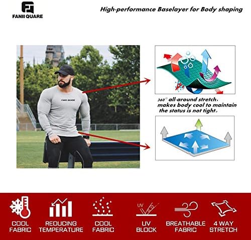 Fanii Quare Men's Soft Fit manga longa Treino Rashguard Camisa de fitness de compressão seca legal