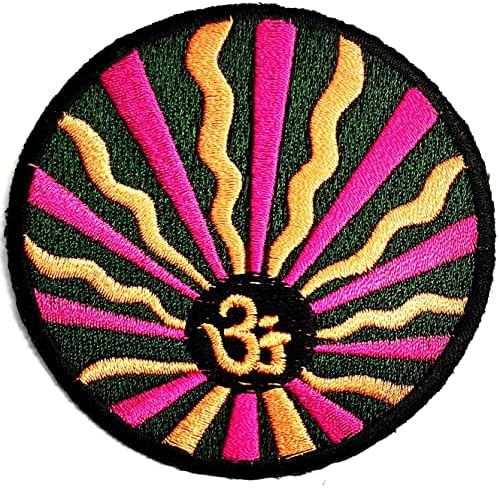 Kleenplus 2pcs. Círculo om aum hinduísmo mantra yoga símbolo de ferro em remendos atividades de logotipo bordado com calças de