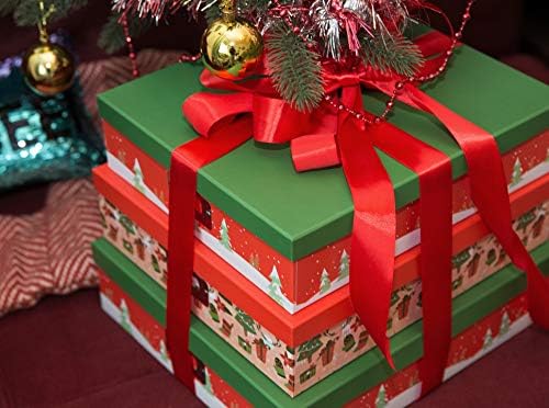 Soul & Lane Christmas Decorativa Caixas de armazenamento de papelão: Caixas de armazenamento de fotos de nidificação com