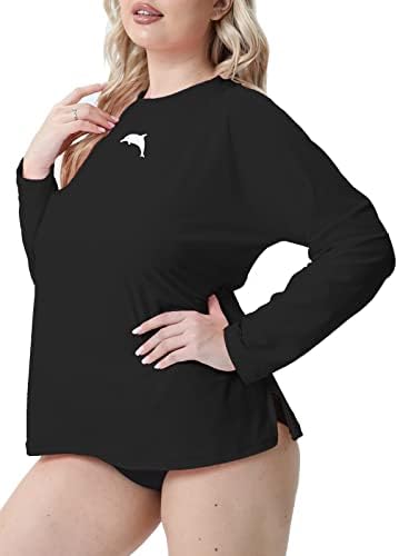 Halcurt Women Plus Size Size Longa Guarda Ráh Liep Fit Swim Shirt Upf50+ Sun Protection Swimsuit Top Top