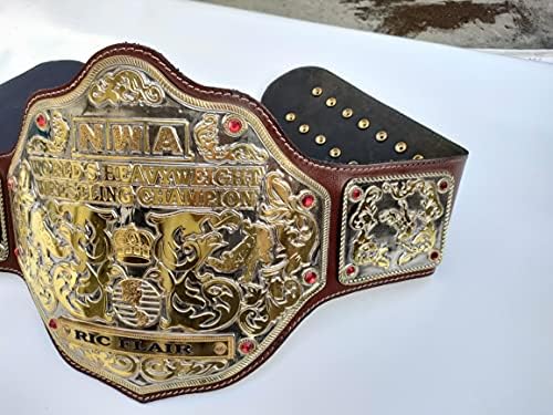 NWA Big Gold Plated Dual World World Heavyweight Wrestling Championship Belt
