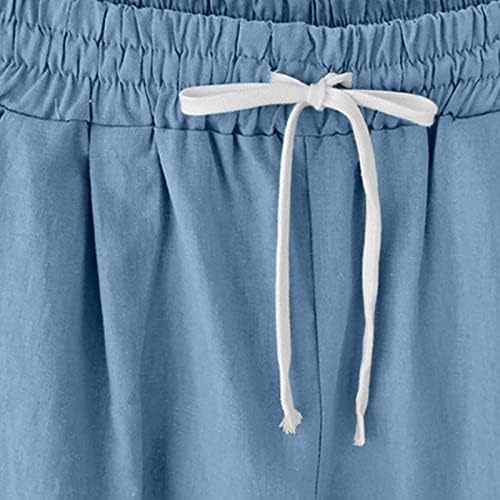 Shorts de linho de algodão para mulheres 2023 Verão Casual Casual Casual Jea