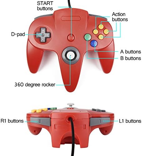 Controlador N64 Classic, Saffun N64 Wired USB PC Game Pad Joystick, N64 Bit Bit Game Stick Stick Stick Pad Controller para