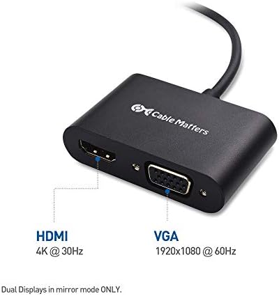 Cable Matters Aluminium USB C a HDMI VGA Adaptador para Surface Pro 7, MacBook Pro, Dell XPS 13 e More - Thunderbolt 4 / USB4