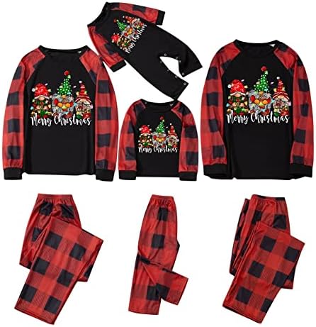 Pijama da família Diyago define o Natal, camiseta de manga longa e calça e calça camisola de férias de férias PJ