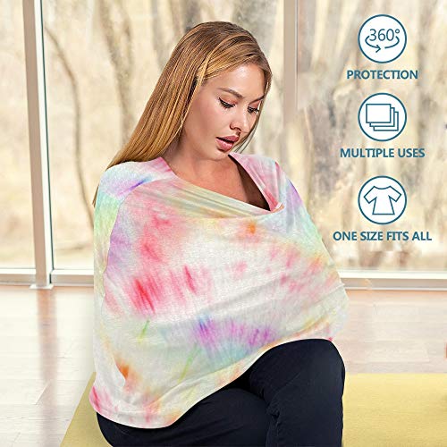 Yyzzh Fantasy Tie Tye Dye Spiral Pastel Rainbow Circle Remopela Trepada Capa de assento de carro bebê Capdote de enfermagem