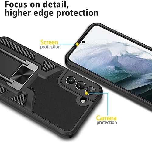Marsrider à prova de choque Samsung Galaxy S22+ Plus Caso com Stand, [3 Ways Stand] [fibra de carbono fosco e pára-choques