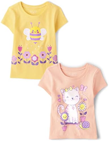 The Children's Place Toddler Girls Sleeve Graphic T-Shirt 2-Pack