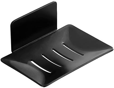 Sabão auto-adesivo para chuveiro, pratos de suporte de sabão de barra de alumínio para o banheiro preto