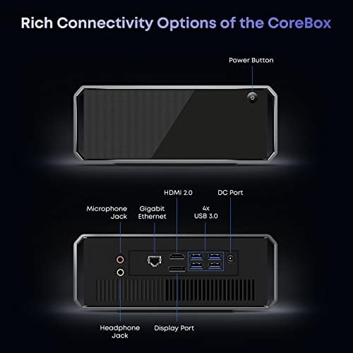 Chuwi CoreBox Mini Desktop Computer com processador Intel 12th Gen I3-1215U, 6C/8T, 16 GB RAM 512 GB SSD ROM, Windows 11, Expandível