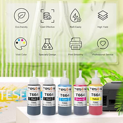 Substituição de garrafa de tinta de reabastecimento T664XL compatível com Tesen para Epson 664 XL T664 Para uso com Epson EcoTank