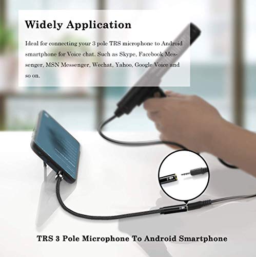 Dukabel DC4 3,5 mm TRS para TRRS Adaptador Cabo, adaptador de áudio de microfone, TRS Feminino para TRRS Conversor masculino para smartphone, ps4, tablet, laptop