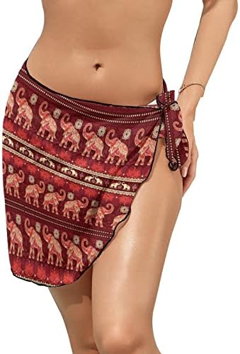 Índia elefante étnico feminino de sarongues curtos da praia embrulham o lenço de biquíni da moda de maiô sexy de maiô