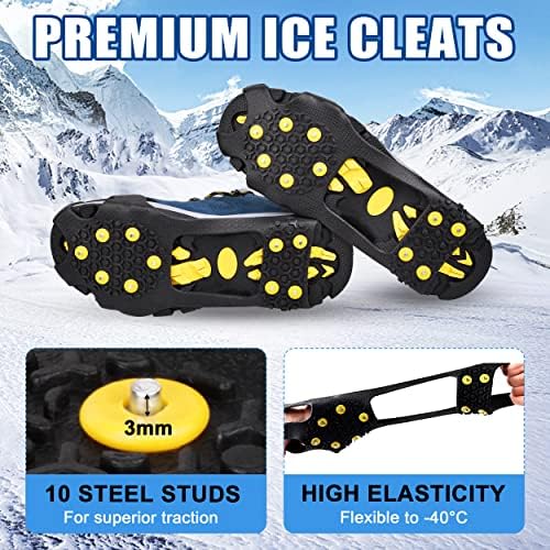 Chuteiras de gelo para sapatos e botas de neve de tração de neve câmeras para homens mulheres crianças anti -escorregamento 10