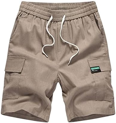 Shorts de carga para homens relaxados ajustes, shorts de bolsa de várias bolsas de verão masscotton linho solto capris