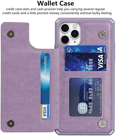 ICOvercase para iPhone 11 Pro Max Wallet Case com slots de cartão e pulseira de pulso [bloqueio de RFID] Cover de