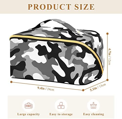 Mchiver Military camuflagem de grande capacidade Viagem Bolsa cosmética para mulheres meninas abrem sacos de maquiagem plana para