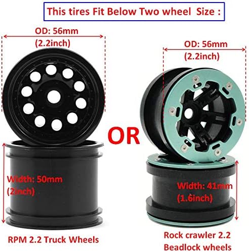 hobbysoul 4pcs rc 2.2 pneus de lama de rastreamento pneus de neve de areia pneus de altura 135 mm para 2,2 '' bordas de roda de beadlock