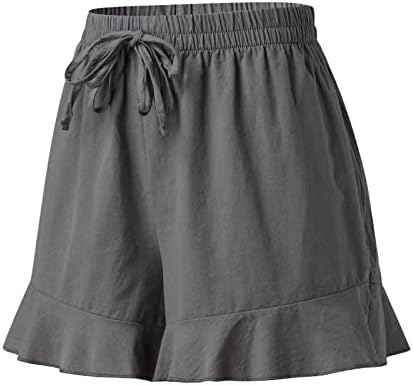 Shorts de linho de algodão para mulheres casuais shorts de cintura alta solto salão de short confortável