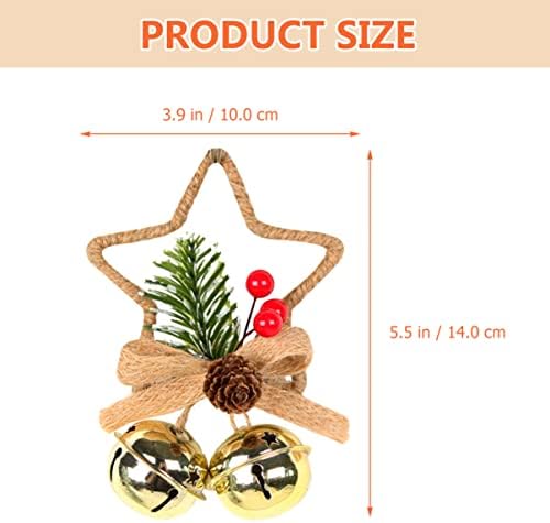 Aboofan 2pcs decorativo pingente pontiando ornamento para o bowknot Star Tree Holiday Cinco- sinos pendurados nas decorações de sino de natal de natal mini mini