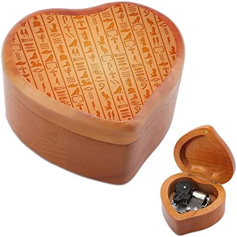 Hieróglifos egípcios Caixa de música Wood Box Antique Graved Box Box Gifts para Aniversário de Natal Ação de Graças