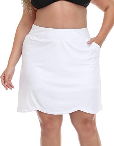 Saia de skort de tamanho feminino HDE com shorts de bicicleta bolsos de saia de natação de golfe ativos