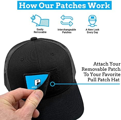 Puxe o patch chapéu tático | Campa de conta curva do Trucker Authentic Snapback | Superfície de loop de 3x2 polegadas para