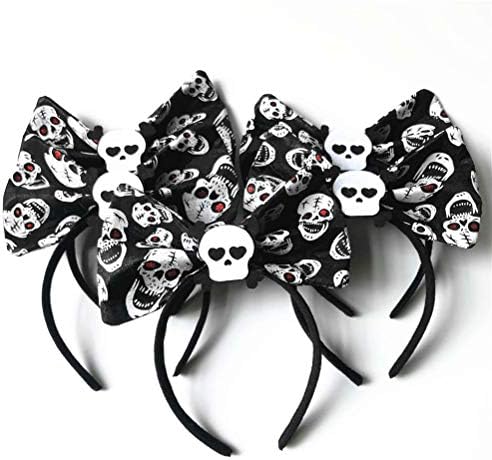 Decorações de casa de Halloween, 2pcs Skull Hair Hair Performance Função Props Bandeira de cabelo Bow para festa do festival de