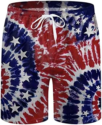 Shorts para homens shorts de verão casual solto fit EUA bandeira estampa de baú de natação shorts 4 de julho Funnywear