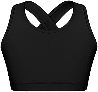 Moily Kids Girls Cirss Cross Back Crop Top Gymnastics Dance Workout Sports Suting Top Top