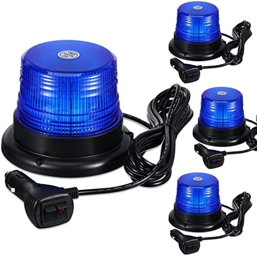 4 peças azul LED LUZES LUZES LED LED AVISO DE EMERGÊNCIA Luzes de farol piscando com cordão magnético e reto para caminhões