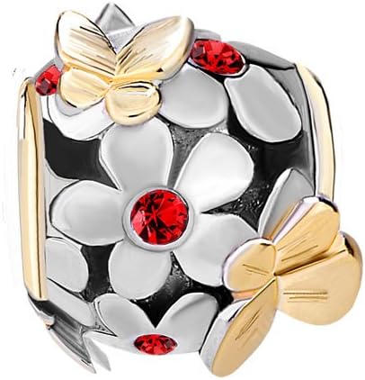 Luckyjewelry Butterfly Flower Charms Birthstone Minchas Fit Charm Bracelet
