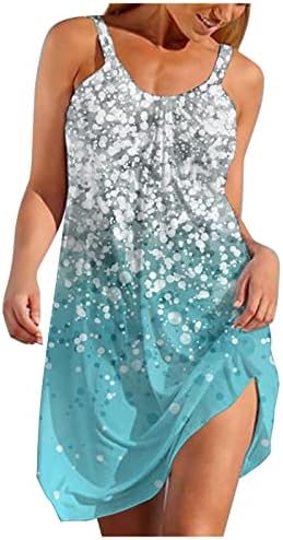 Moda feminina Casual Summer Summer Prinha de praia solta o Vestido de pescoço