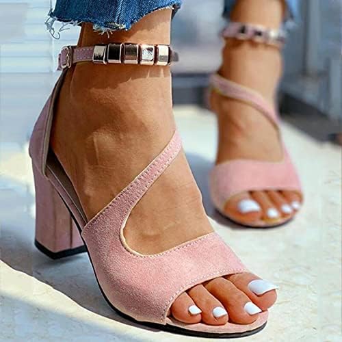 Sandálias Aayomet Sandálias Salto grossa, sandálias femininas abertas de fivela de fivela de fivela de sandálias Sandals Sandals Dress