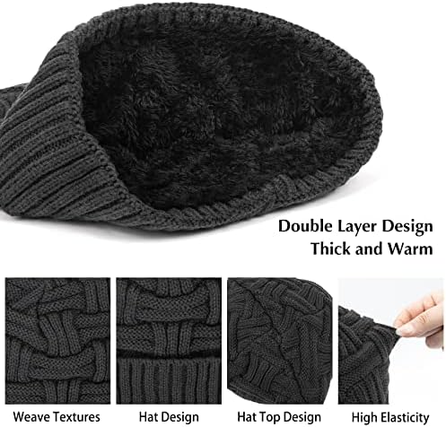 Loritta 2 pacote chapéu de gorro de inverno Conjunto de malha quente Capinho de crânio de gorro folgado e largo para
