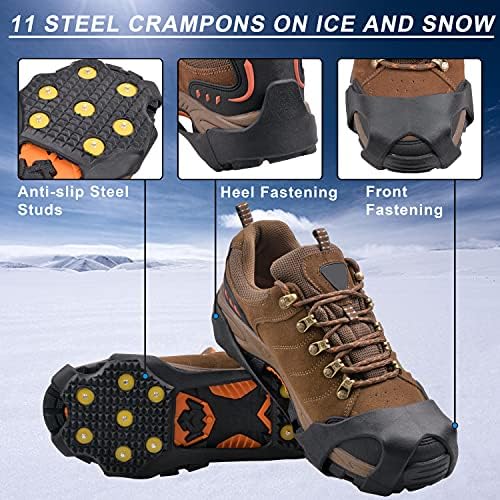 Chuteiras de neve de gelo para botas sapatos de tração grampos para caminhar na neve e gelo non slip atualizada 11 pregos crampon