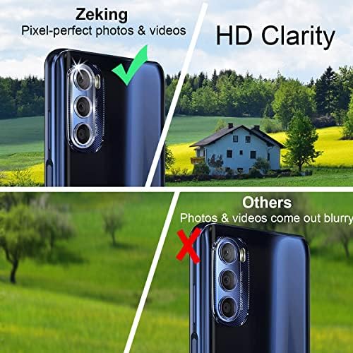 Zeking [3+3 pacote] projetado para moto g caneta 5g protetor de tela de vidro temperado e protetor de lente de câmera, hd transparente 9h dureza [case amigável] bolha de filme grátis