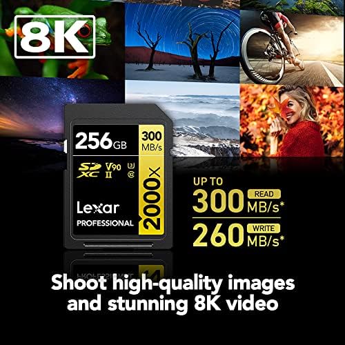 LEXAR PROFISSIONAL 2000X 128GB SDXC UHS-II CARD, até 300 MB/S, para DSLR, câmeras de vídeo com qualidade de cinema