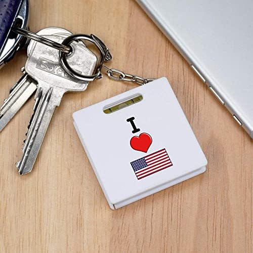 'I Love America' Keyring Fita Medida/Ferramenta de Nível de Espírito