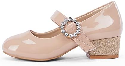 Coutgo Girls Mary Jane Flats Sapatos de salto baixo Sapatos Rhinestone Glitter Princess Ballet Sapatos de uniforme da