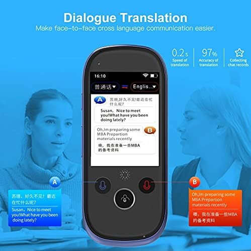 Iuljh K1 Pro Smart Voice Translator Dispositivo com tela de toque de 2,4 polegadas Wi -Fi/Hotspot Connection/Offline Suporte 77 Linguagens