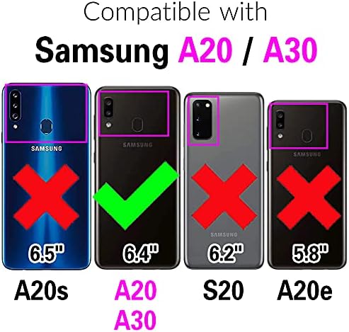 ASUWISH compatível com a caixa da carteira Samsung Galaxy A20 A30 e as caixas celulares do lixão de lixão de couro