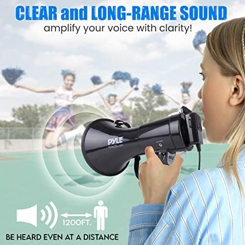 Pyle megafone -falante Pa Bullhorn com sirene interno 50 w & controle de volume ajustável e treinadores ou para exercícios de