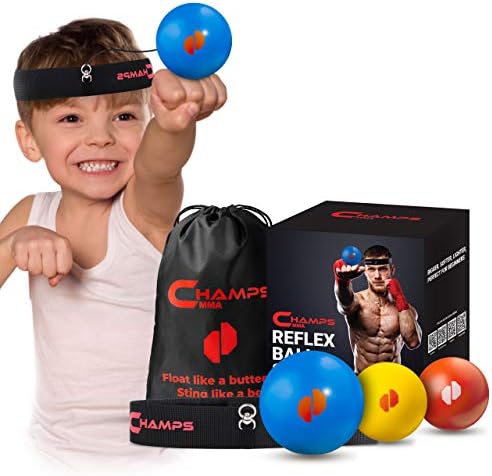 Champs MMA Boxing Reflex Ball -Improve a velocidade da reação e o equipamento de boxe de coordenação dos olhos à mão para treinamento em casa, equipamento de boxe para equipamentos de MMA, saco de reflexo de bola de perfuração