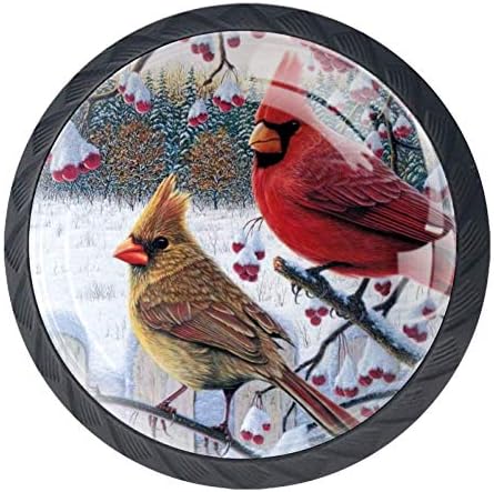 A gaveta de pássaros cardeais ideal de inverno puxa alças do armário da cabine da cabine da cabine da cabine com parafusos 4pcs