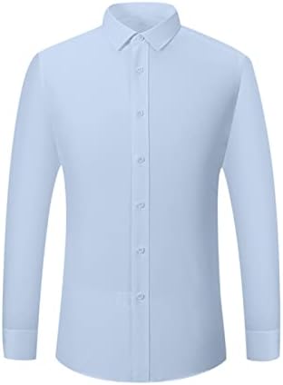 Camisas de vestido de ajuste esbelto para homens, sem rugas de manga comprida botão casual para baixo camisa moda moda