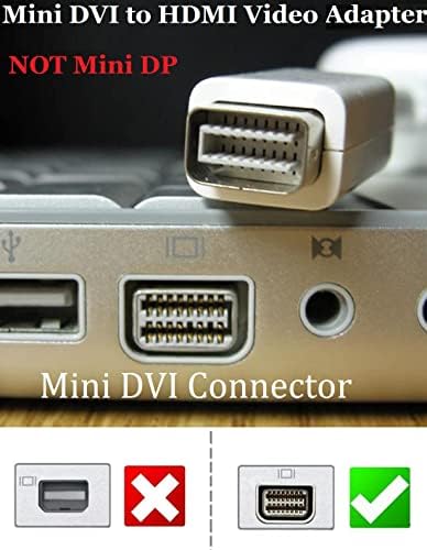 Adaptador de vídeo Mini DVI para HDMI, MacBook IMACS Mini DVI Vídeo HDTV Male para feminino Adaptador, para monitores HDMI,